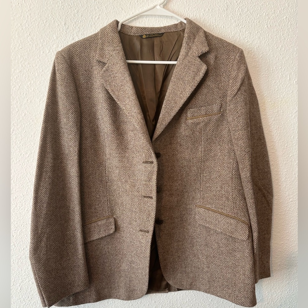 VTG Jon Dennis Brown Herringbone Blazer